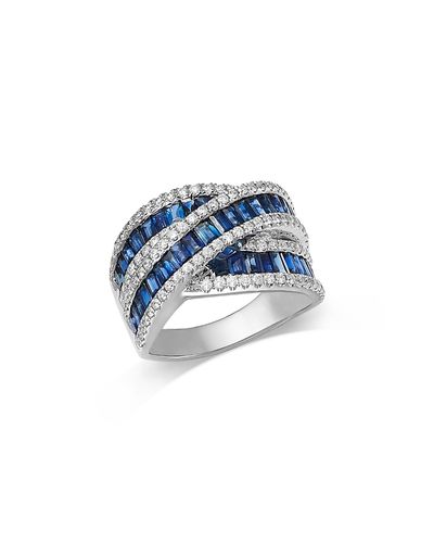 Bloomingdale's Fine Collection Bloomingdale's Fine Collection Blue Sapphire & Diamond Crossover Ring in 14K White Gold