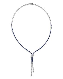 Bloomingdale's Fine Collection Bloomingdale's Fine Collection Blue Sapphire & Diamond Lariat Necklace, 18