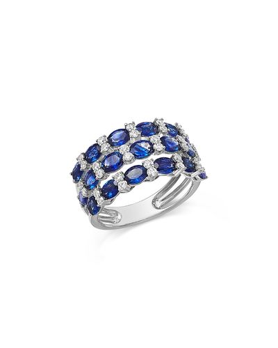 Bloomingdale's Fine Collection Bloomingdale's Fine Collection Blue Sapphire & Diamond Triple Row Ring in 14K White Gold