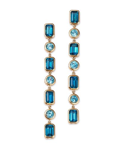 Bloomingdale's Fine Collection Bloomingdale's Fine Collection Blue Topaz Linear Drop Earrings in 14K Yellow Gold