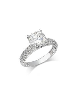 Bloomingdale's Fine Collection Bloomingdale's Fine Collection Certified Lab Grown Diamond Engagement Ring with Pave Band in 18K White Gold, 2.50 tcw