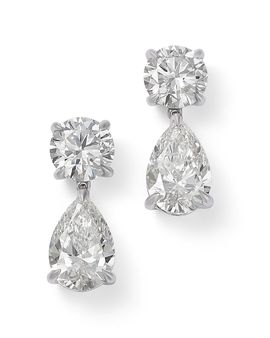 Bloomingdale's Fine Collection Bloomingdale's Fine Collection Certified Lab Grown Diamond Pear & Round Drop Earrings in 14K White Gold, 5.0 tcw