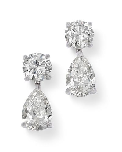Bloomingdale's Fine Collection Bloomingdale's Fine Collection Certified Lab Grown Diamond Pear & Round Drop Earrings in 14K White Gold, 5.0 tcw