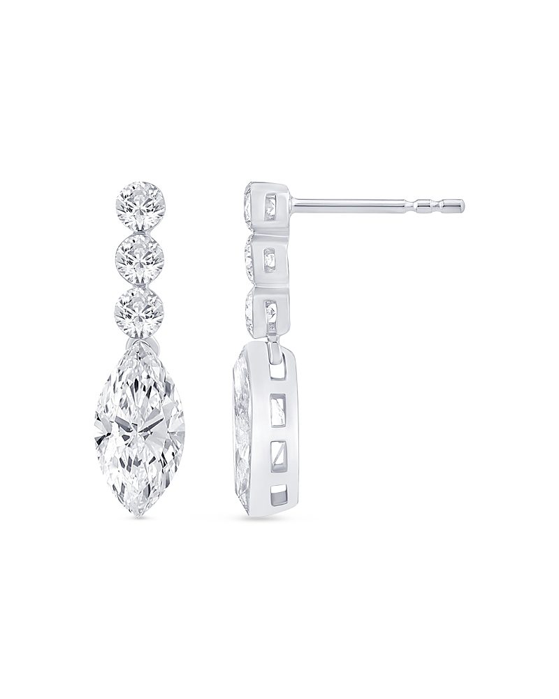 Bloomingdale's Fine Collection Bloomingdale's Fine Collection Certified Lab Grown Diamond Round & Marquise Cut Dangling Earrings in 14K White Gold, 2.60 tcw