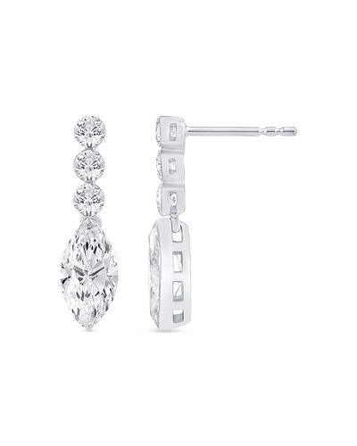 Bloomingdale's Fine Collection Bloomingdale's Fine Collection Certified Lab Grown Diamond Round & Marquise Cut Dangling Earrings in 14K White Gold, 2.60 tcw