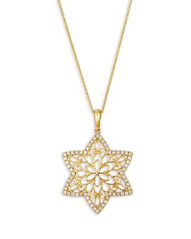 Bloomingdale's Fine Collection Bloomingdale's Fine Collection Champagne Diamond Filigree Star Pendant Necklace in 14K Yellow Gold, 0.4 tcw