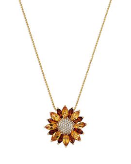 Bloomingdale's Fine Collection Bloomingdale's Fine Collection Citrine & Diamond Daisy Pendant Necklace in 14K Yellow Gold, 18