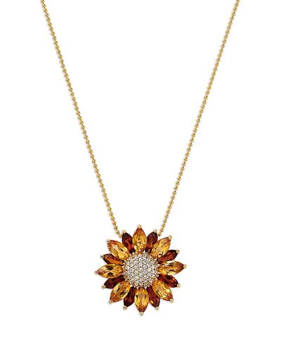 Bloomingdale's Fine Collection Bloomingdale's Fine Collection Citrine & Diamond Daisy Pendant Necklace in 14K Yellow Gold, 18