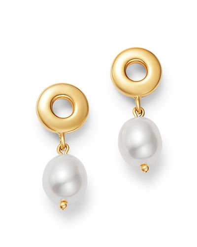Bloomingdale's Fine Collection Bloomingdale's Fine Collection Cultured Freshwater Pearl & Circle Drop Earrings in 14K Yellow Gold