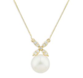 Bloomingdale's Fine Collection Bloomingdale's Fine Collection Cultured Freshwater Pearl & Diamond Pendant Necklace in 14K Yellow Gold, 20