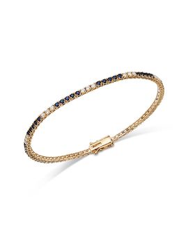 Bloomingdale's Fine Collection Bloomingdale's Fine Collection Diamond & Blue Sapphire Tennis Bracelet in 14K Yellow Gold