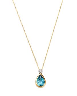 Bloomingdale's Fine Collection Bloomingdale's Fine Collection Diamond & Blue Topaz Pendant Necklace in 14K Yellow Gold, 0.07 tcw