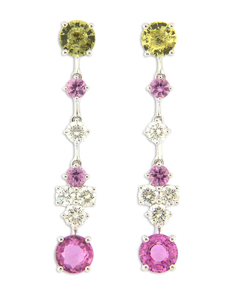 Bloomingdale's Fine Collection Bloomingdale's Fine Collection Diamond & Multicolor Sapphire Drop Earrings in 18K White Gold