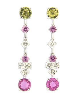 Bloomingdale's Fine Collection Bloomingdale's Fine Collection Diamond & Multicolor Sapphire Drop Earrings in 18K White Gold
