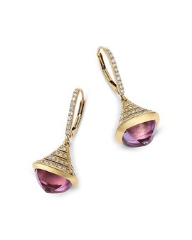 Bloomingdale's Fine Collection Bloomingdale's Fine Collection Diamond & Pink Topaz Drop Earrings in 14K Yellow Gold, 0.75 tcw