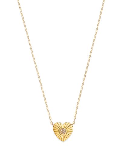 Bloomingdale's Fine Collection Bloomingdale's Fine Collection Diamond Accented Heart Pendant Necklace in 14K Yellow Gold, 0.02 tcw