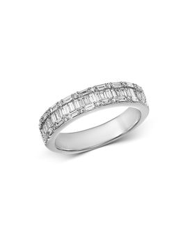 Bloomingdale's Fine Collection Bloomingdale's Fine Collection Diamond Baguette & Round Band Ring in 14K White Gold, 0.70 tcw
