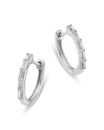 Bloomingdale's Fine Collection Bloomingdale's Fine Collection Diamond Baguette Cut Huggie Hoop Earrings in 14K White Gold, 0.25 tcw