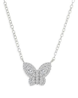 Bloomingdale's Fine Collection Bloomingdale's Fine Collection Diamond Butterfly Pendant Necklace in 14K White Gold, 0.35 tcw