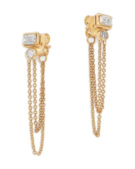 Bloomingdale's Fine Collection Bloomingdale's Fine Collection Diamond Chain Front to Back Drop Earrings in 14K Yellow Gold, 0.5 tcw