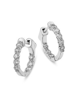 Bloomingdale's Fine Collection Bloomingdale's Fine Collection Diamond Classic Inside Out Hoops in 14K White Gold, 0.75 tcw