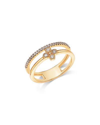 Bloomingdale's Fine Collection Bloomingdale's Fine Collection Diamond Clover Multi Row Ring in 14K Yellow Gold, 0.20 tcw