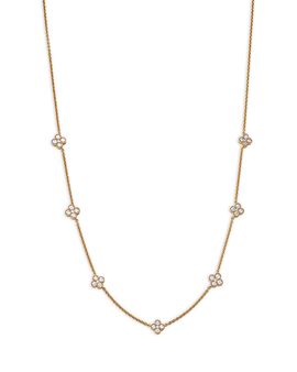 Bloomingdale's Fine Collection Bloomingdale's Fine Collection Diamond Clover Station Necklace in 14K Yellow Gold, 1.1 tcw