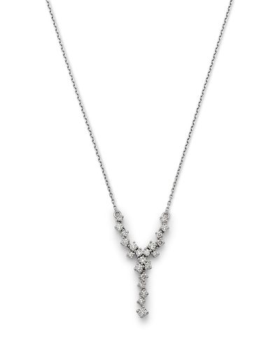 Bloomingdale's Fine Collection Bloomingdale's Fine Collection Diamond Cluster Lariat Necklace in 14K White Gold, 0.50 tcw
