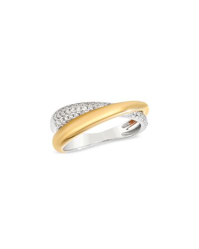 Bloomingdale's Fine Collection Bloomingdale's Fine Collection Diamond Crossover Ring in 14K Yellow & White Gold, 0.20 tcw