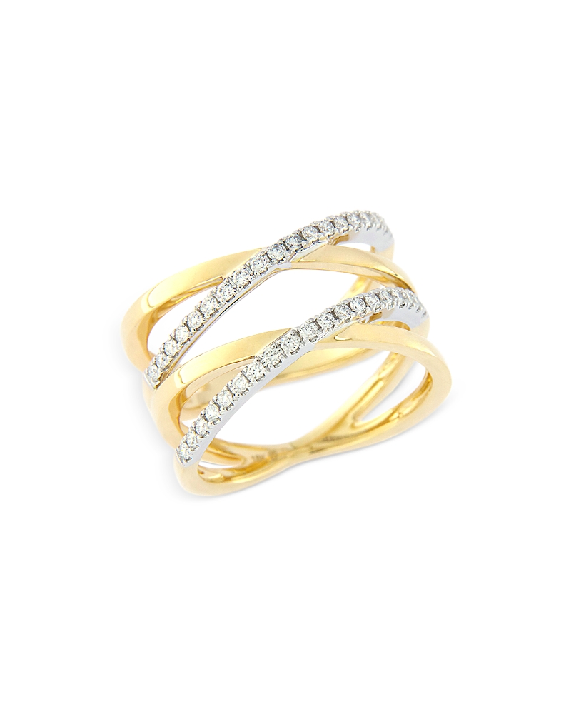 Bloomingdale's Fine Collection Bloomingdale's Fine Collection Diamond Double Crossover Ring in 14K White & Yellow Gold, 0.30 tcw