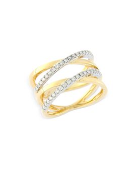 Bloomingdale's Fine Collection Bloomingdale's Fine Collection Diamond Double Crossover Ring in 14K White & Yellow Gold, 0.30 tcw