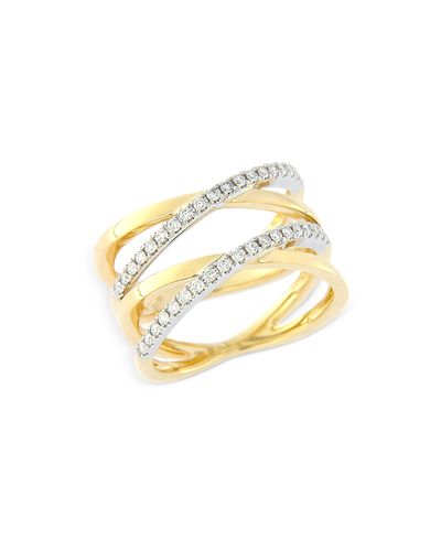Bloomingdale's Fine Collection Bloomingdale's Fine Collection Diamond Double Crossover Ring in 14K White & Yellow Gold, 0.30 tcw