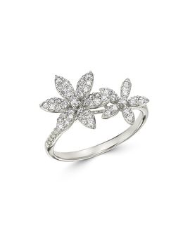 Bloomingdale's Fine Collection Bloomingdale's Fine Collection Diamond Double Flower Statement Ring in 14K White Gold, 0.55 tcw