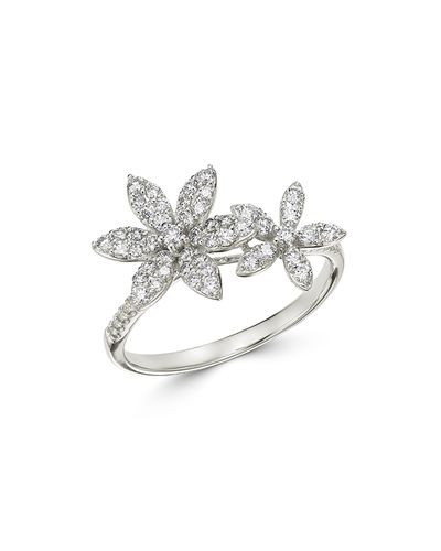 Bloomingdale's Fine Collection Bloomingdale's Fine Collection Diamond Double Flower Statement Ring in 14K White Gold, 0.55 tcw