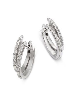 Bloomingdale's Fine Collection Bloomingdale's Fine Collection Diamond Double Row Huggie Hoop Earrings in 14K White Gold, 0.33 tcw