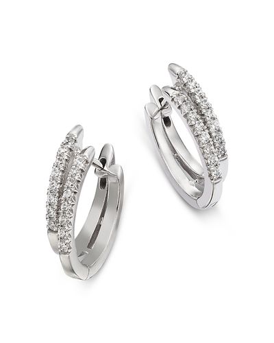 Bloomingdale's Fine Collection Bloomingdale's Fine Collection Diamond Double Row Huggie Hoop Earrings in 14K White Gold, 0.33 tcw