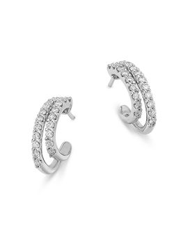Bloomingdale's Fine Collection Bloomingdale's Fine Collection Diamond Double Row Huggie Hoop Earrings in 14K White Gold, 0.50 tcw