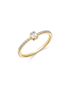 Bloomingdale's Fine Collection Bloomingdale's Fine Collection Diamond Emerald Cut & Pave Stacking Ring in 14K Yellow Gold, 0.25 tcw