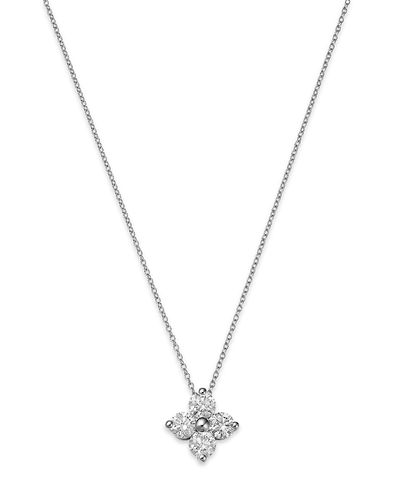 Bloomingdale's Fine Collection Bloomingdale's Fine Collection Diamond Flower Pendant Necklace in 14K White Gold, 1.50 tcw