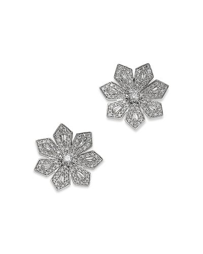 Bloomingdale's Fine Collection Bloomingdale's Fine Collection Diamond Flower Statement Stud Earrings in 14K White Gold, 0.77 tcw