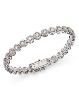 Bloomingdale's Fine Collection Bloomingdale's Fine Collection Diamond Halo Tennis Bracelet in 14K White Gold, 4.0 tcw