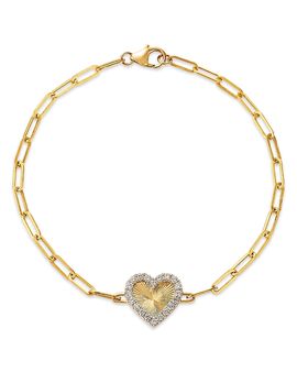 Bloomingdale's Fine Collection Bloomingdale's Fine Collection Diamond Heart Pendant Bracelet in 14K Yellow Gold, 0.26 tcw