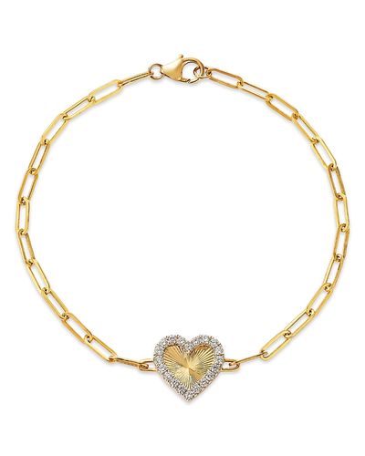 Bloomingdale's Fine Collection Bloomingdale's Fine Collection Diamond Heart Pendant Bracelet in 14K Yellow Gold, 0.26 tcw
