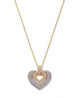 Bloomingdale's Fine Collection Bloomingdale's Fine Collection Diamond Heart Pendant Necklace in 14K Yellow & White Gold, 1.0 tcw