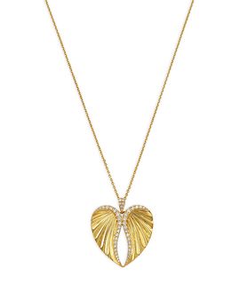 Bloomingdale's Fine Collection Bloomingdale's Fine Collection Diamond Heart Wing Pendant Necklace in 14K Yellow Gold, 0.50 tcw