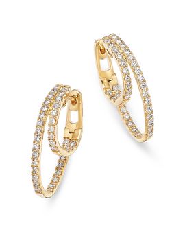 Bloomingdale's Fine Collection Bloomingdale's Fine Collection Diamond Inside Out Double Hoop Earrings in 14K Yellow Gold, 1.50 tcw