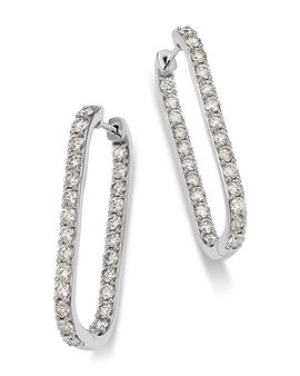 Bloomingdale's Fine Collection Bloomingdale's Fine Collection Diamond Inside Out Oblong Hoop Earrings in 14K White Gold, 3.0 tcw