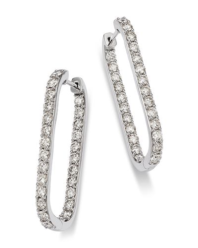 Bloomingdale's Fine Collection Bloomingdale's Fine Collection Diamond Inside Out Oblong Hoop Earrings in 14K White Gold, 3.0 tcw