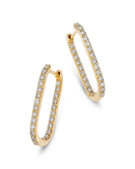 Bloomingdale's Fine Collection Bloomingdale's Fine Collection Diamond Inside Out Oblong Hoop Earrings in 14K Yellow Gold, 1.0 tcw