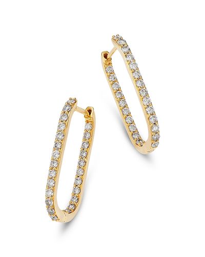 Bloomingdale's Fine Collection Bloomingdale's Fine Collection Diamond Inside Out Oblong Hoop Earrings in 14K Yellow Gold, 1.0 tcw